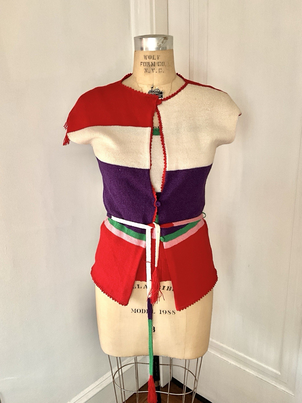 Vintage 1970 s Giorgio Sant&rsquo;Angelo Knit Twin Set with Belt and Fringe