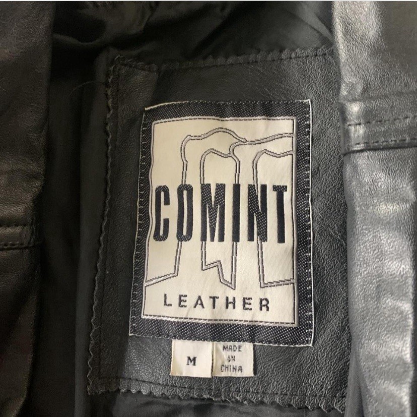 Vintage blazer Comint black leather double-breasted Blazer coat size M
