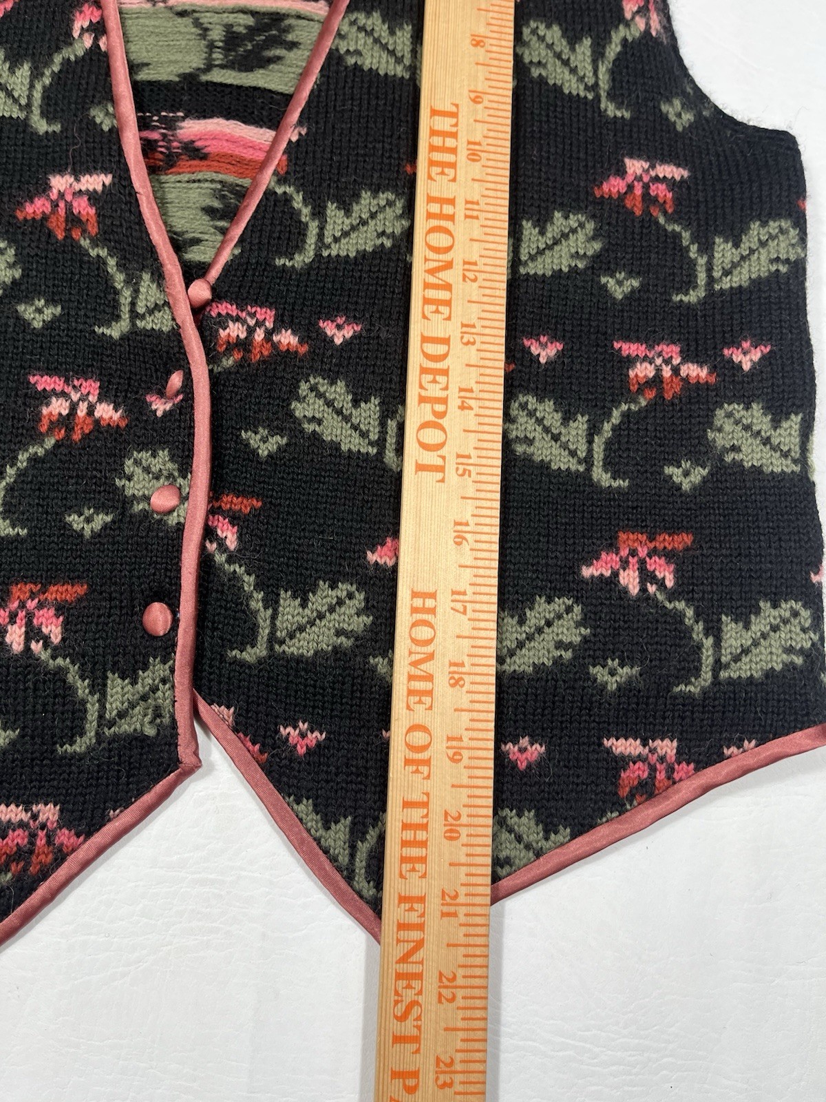 Vintage Components Susan Bristol 100% Wool Floral Vest Medium