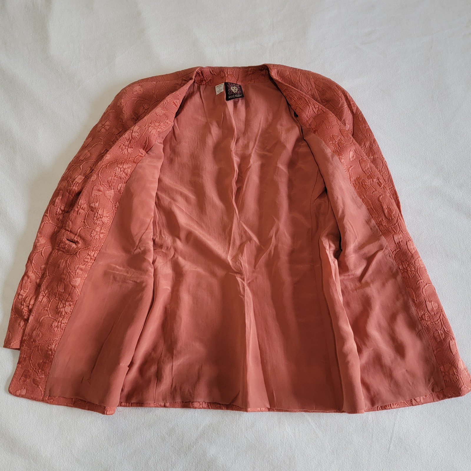 Vintage 1970s Anne Klein Blazer Jacket Union Made Orange Salmon Women Size 6
