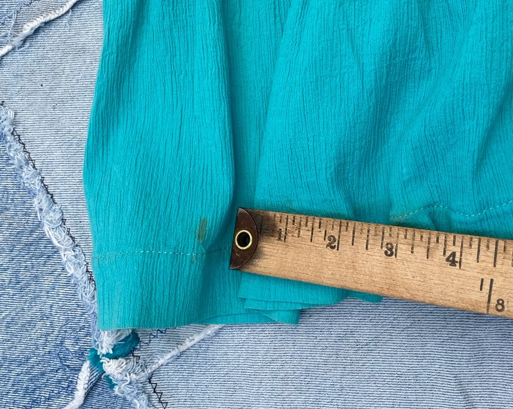 Vintage 1950s Western Patio Fiesta Dress Ric Rac Crinkle Cotton Ranchwear 34/36W