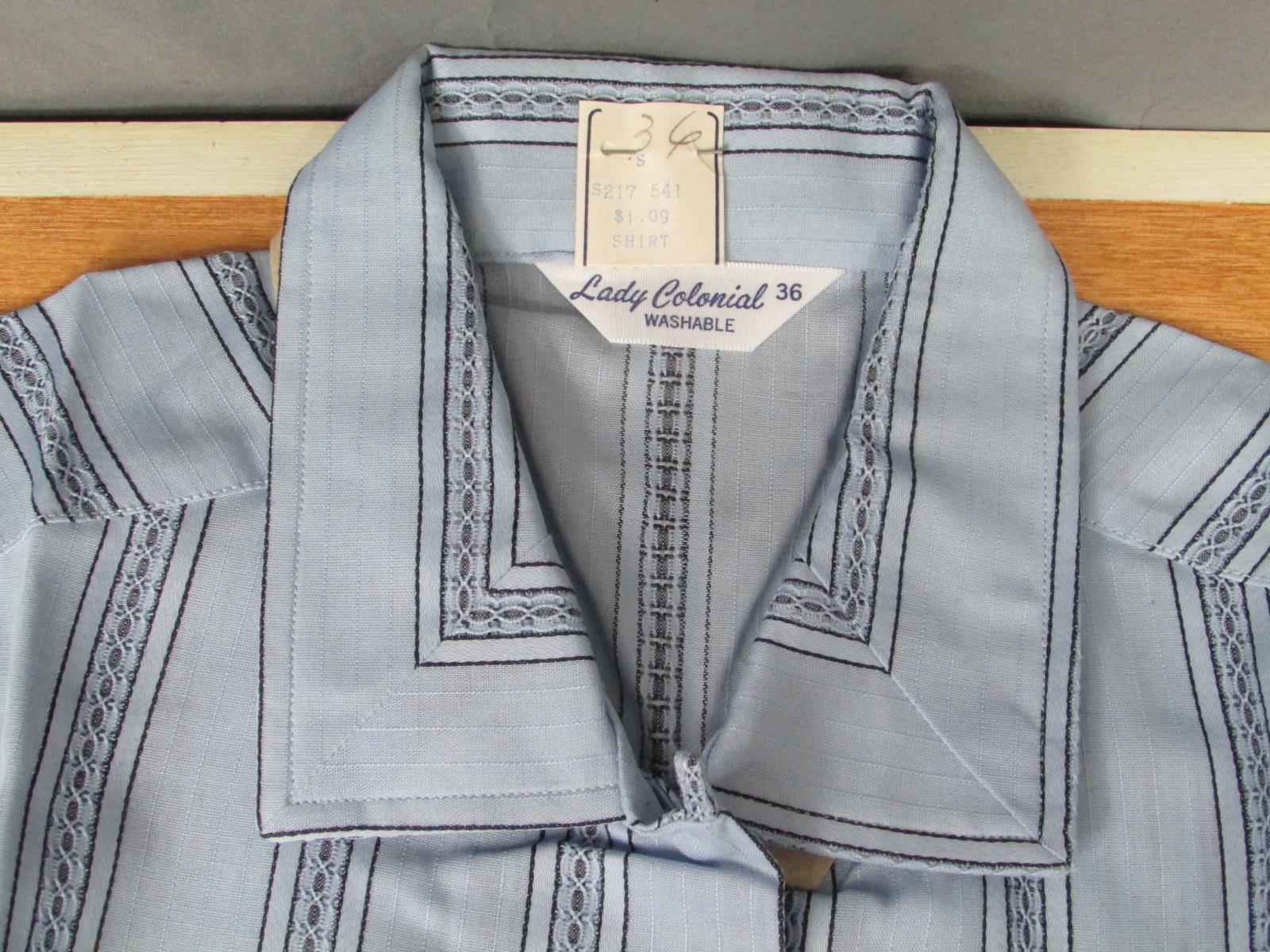 Vintage 1960s Lady Colonial NOS Top Loop Blouse Top Sleeveless Shirt CHM Fabric