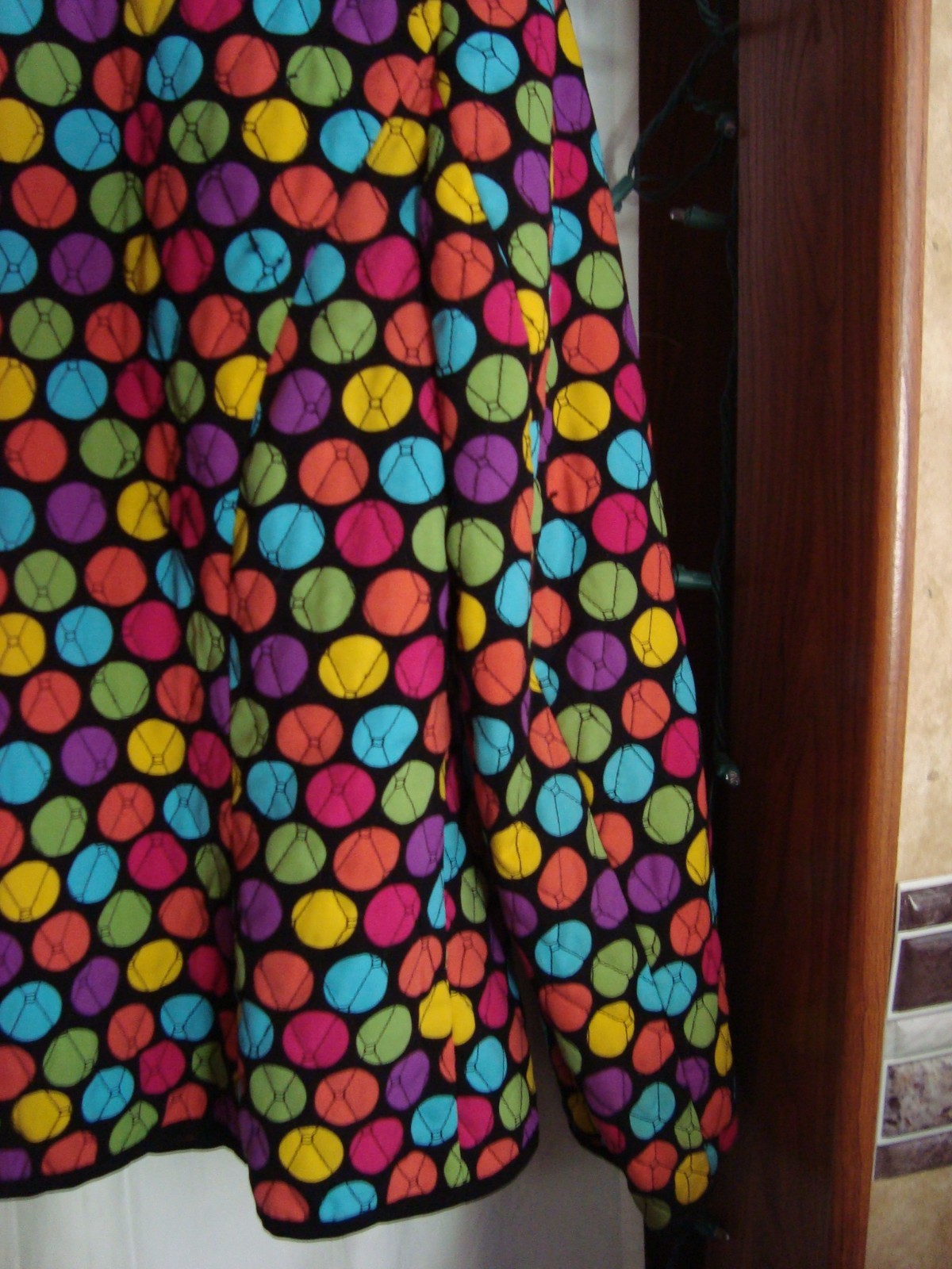 Vintage RQT ART TO WEAR Jacket*Multi Color « Baseball »Polka Dots*XL*Lined*Quilted