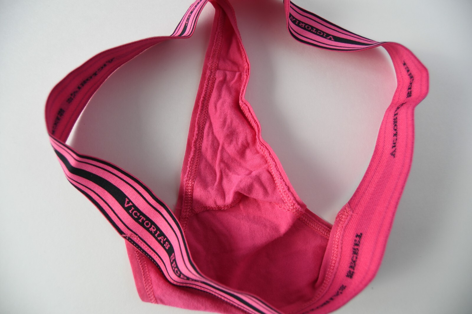 1 VTG Victoria&rsquo;s Secret 2010s Thick Logo Cotton V-String Thong Panty SMALL
