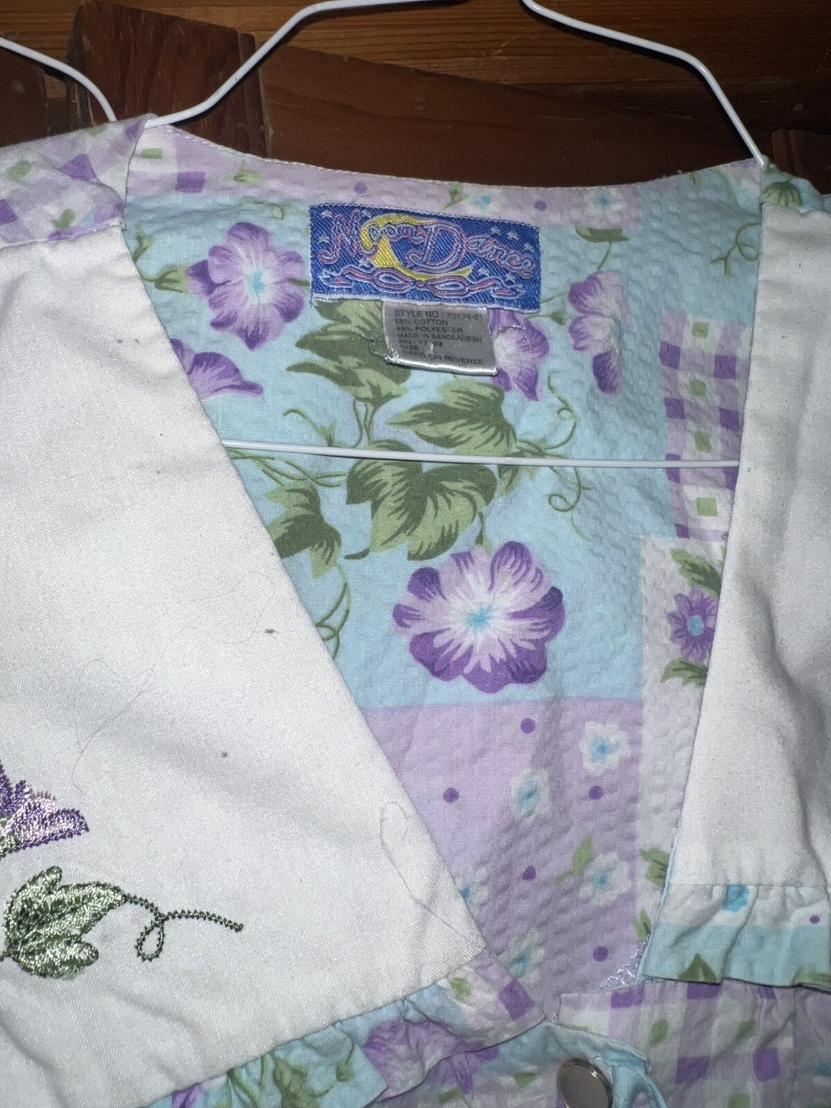 6/Coffee Time Designer Floral Ruffle Trim Muumuu House Dresses Vintage Fits M/L