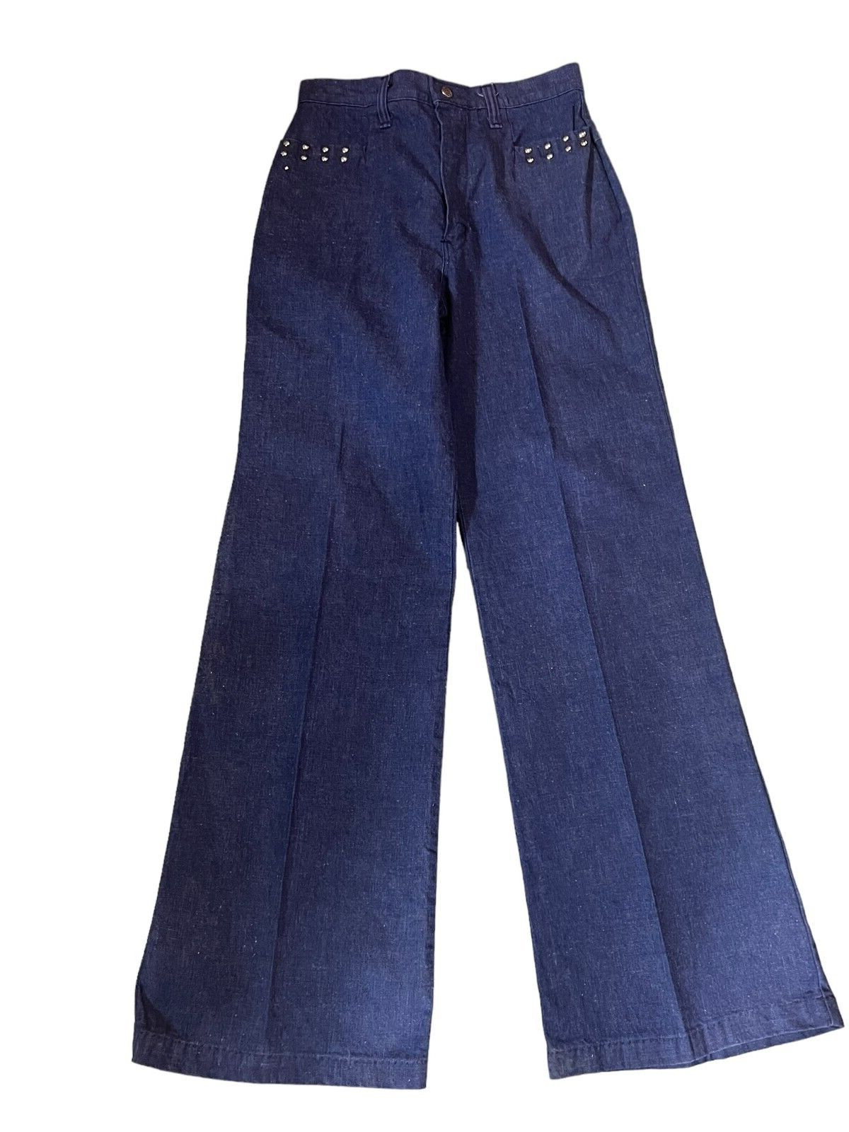 NOS VTG 70s Bell Bottom Jeans 28 High Waist x 31.5 DENIM BLUE Turtle Bax Pants