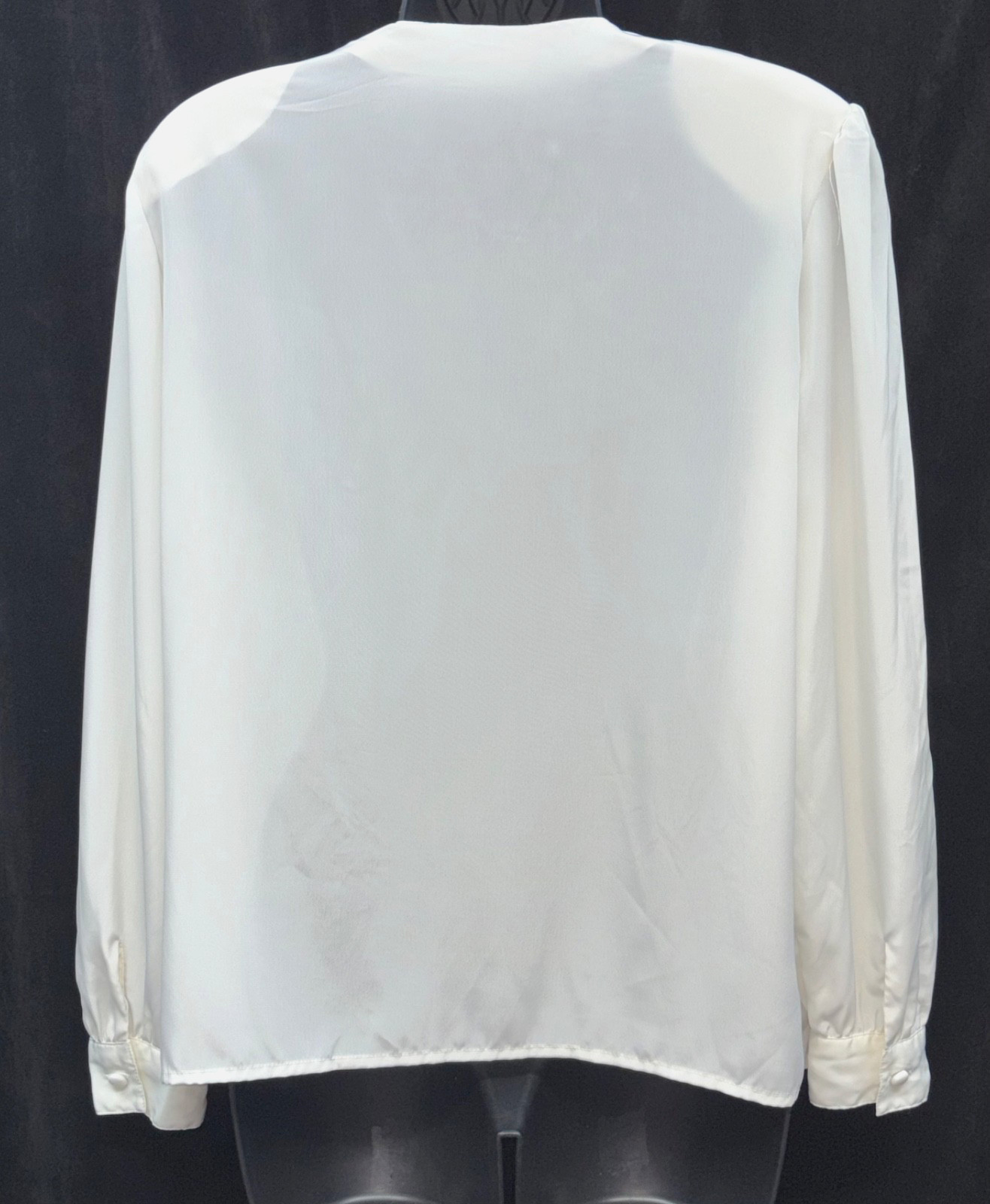 VTG David Matthew Women Size 12P Button Up Long Sleeve Lace Collar Blouse Cream