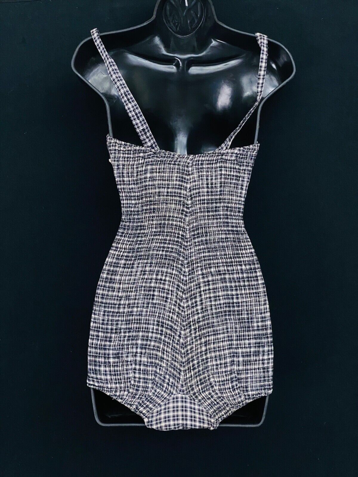 Vintage 1950s Jantzen black white plaid swimsuit one-piece deadstock pin up XS S