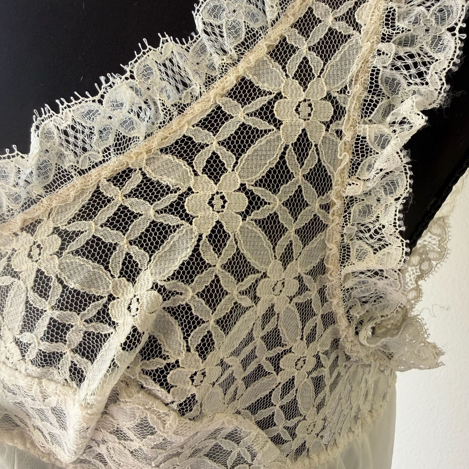Vintage St Michael Sheer White Nylon and Lace Maxi Nightgown Made in Britain