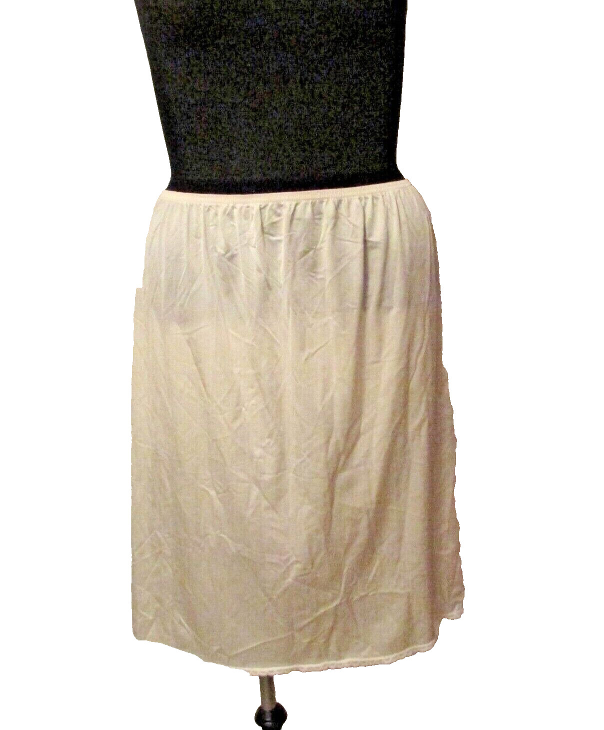 Vanity Fair Cream Semi-Sheer Silky Nylon 24&Prime; Half Slip Petticoat XXL 46 USA made
