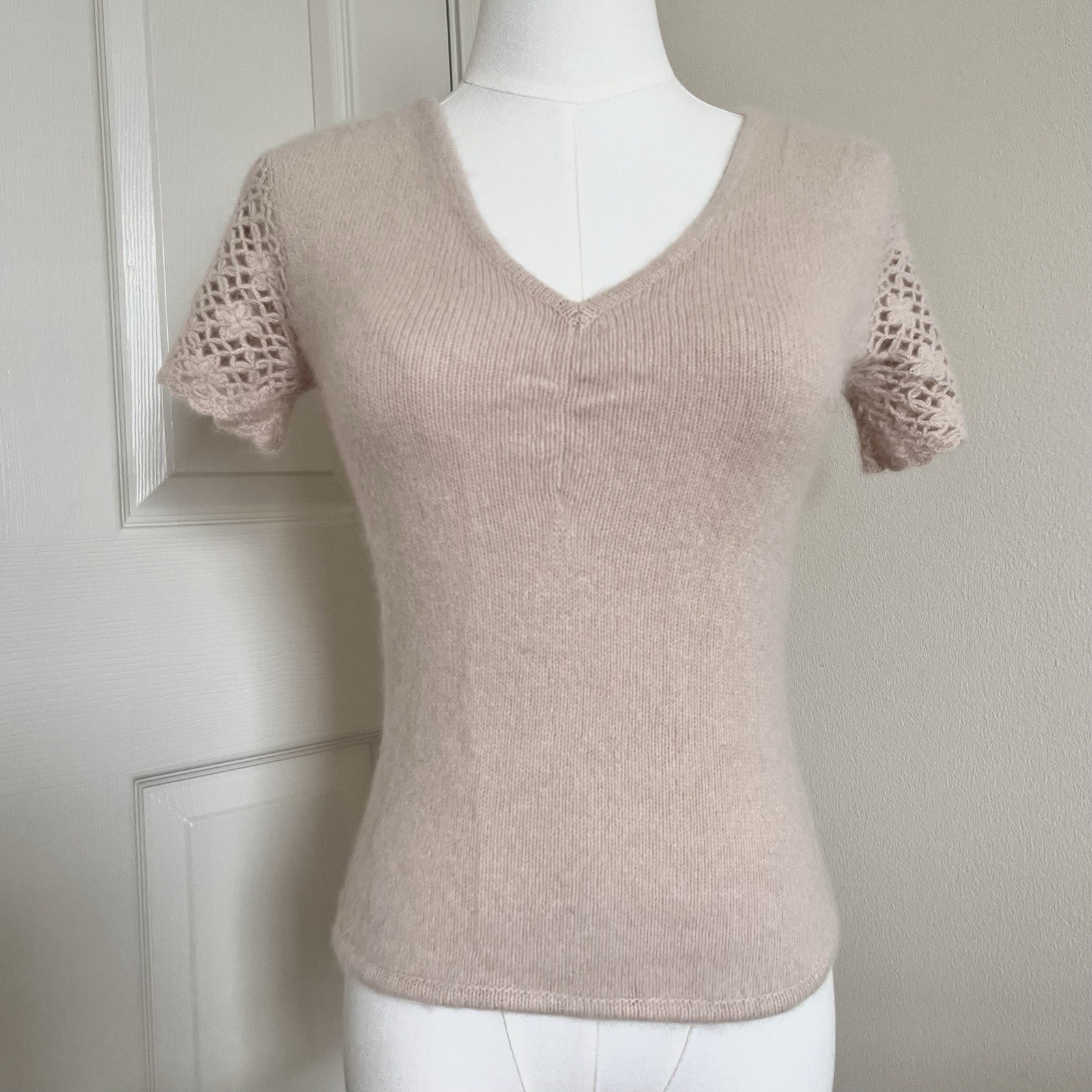 Vintage &rsquo;80s Reference Point Cream Lambswool Angora Knit Top Womens Size M