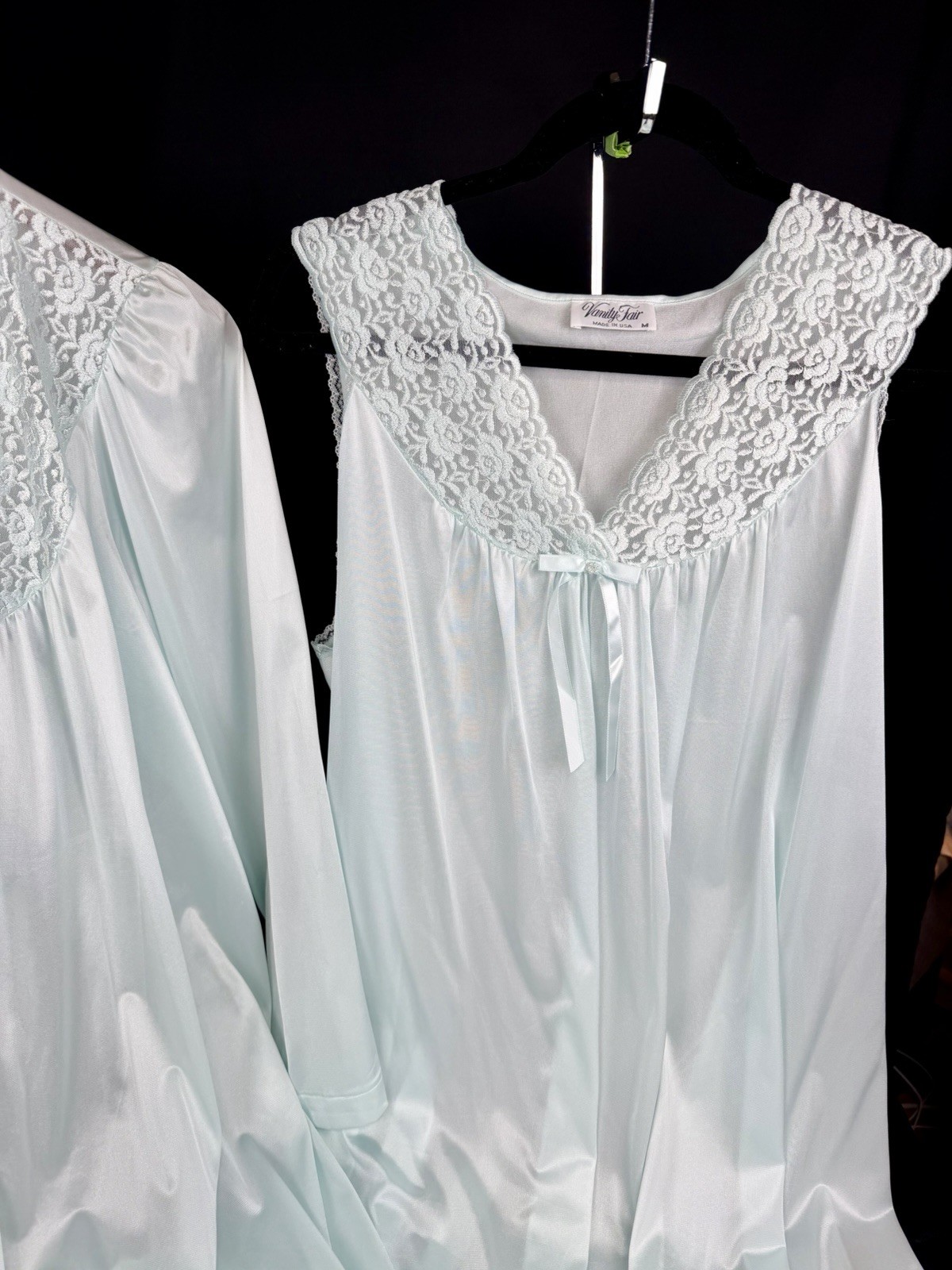 Vanity Fair Vintage NEW No Tags 2pc Mint Green Nightgown & Robe Set Size M