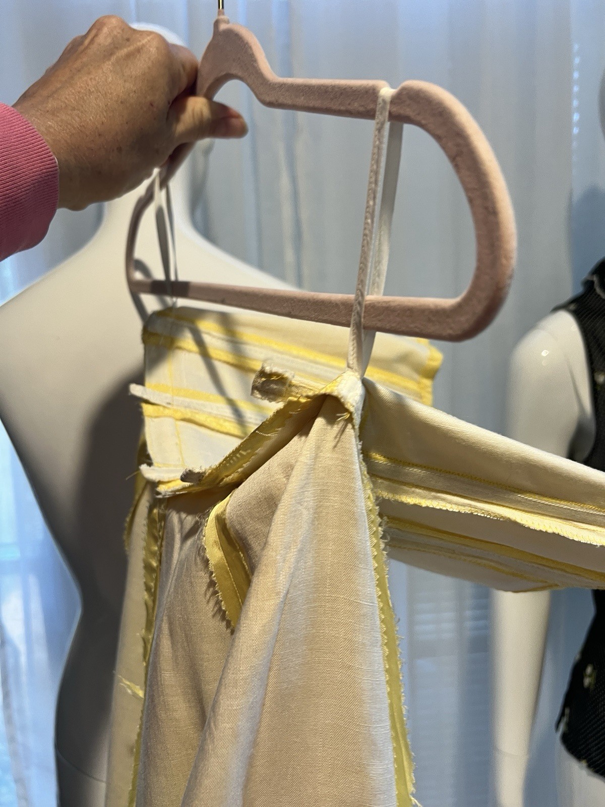 Vintage Buttercream Lined Yellow Strapless Satin Darted Boned Bust Circle Dress