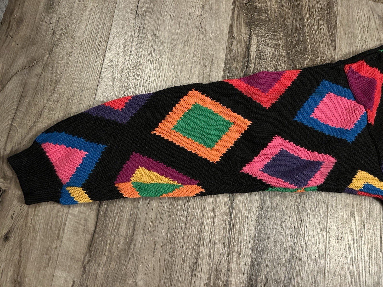 1980s Rafaella Argyle Harlequin Style Knit Pullover Sweater