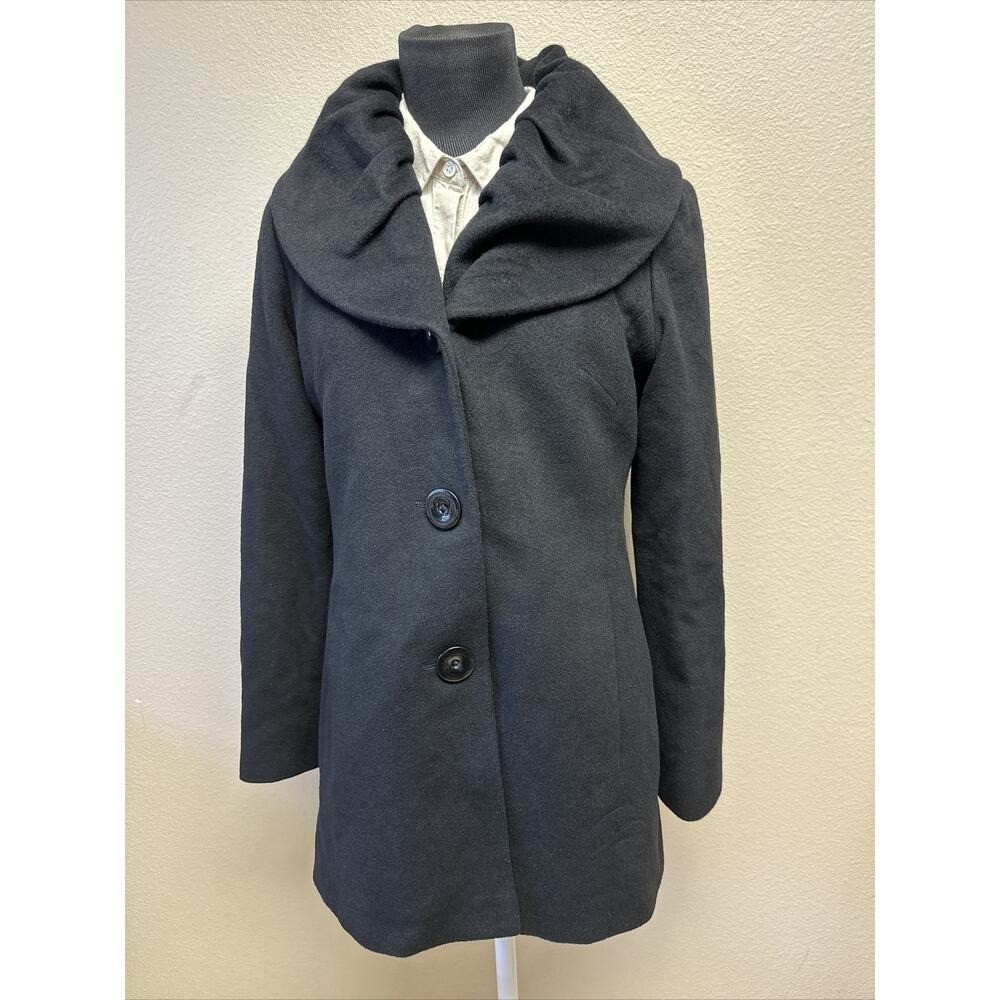 VTG Fleurette Loro Piana Sz 6 Wool Cashmere Blend Black Coat Quiet Luxury
