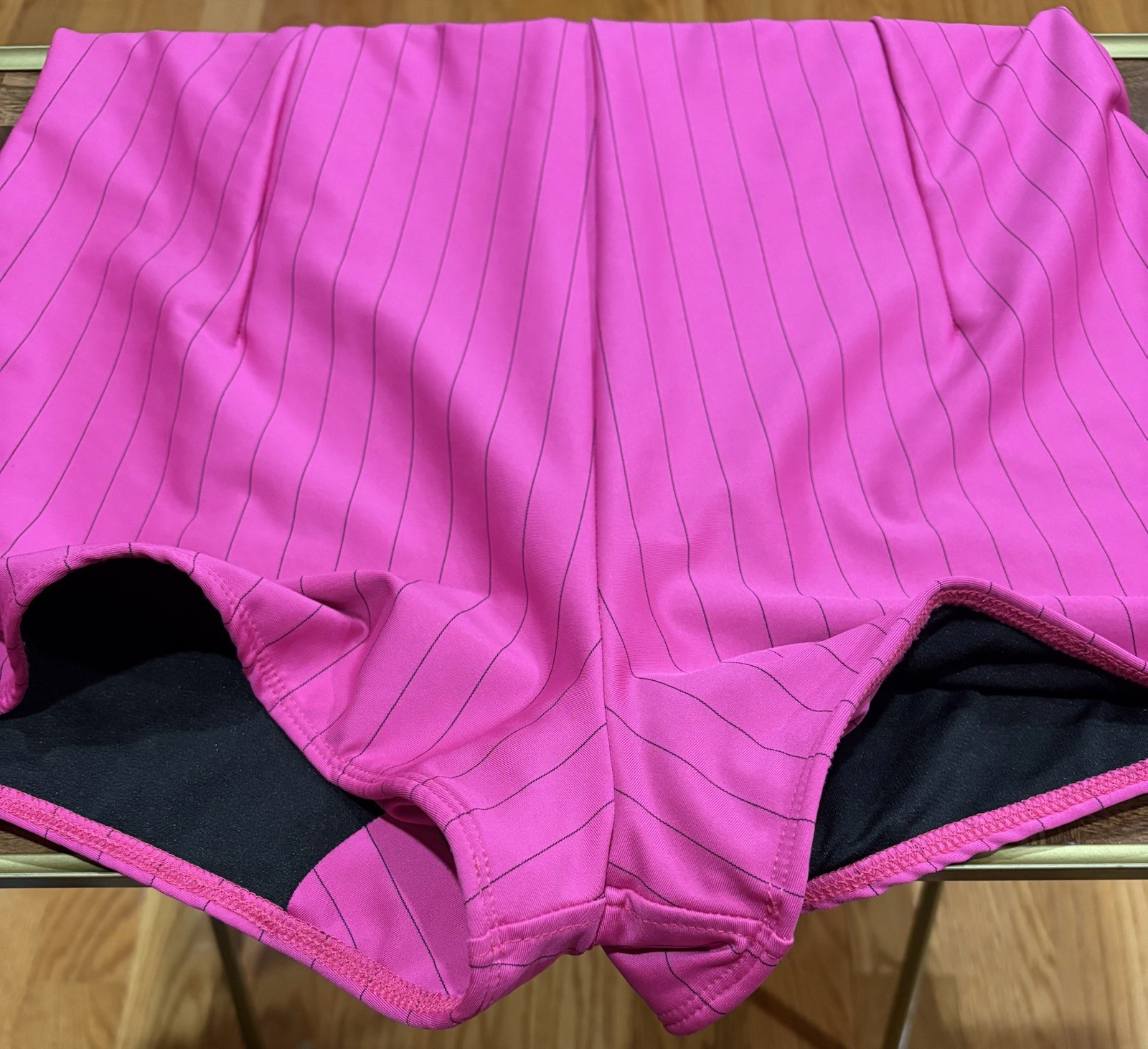 1950s Inspired Hot Pink & Black Pinstripe Romper Swimsuit – 3XL