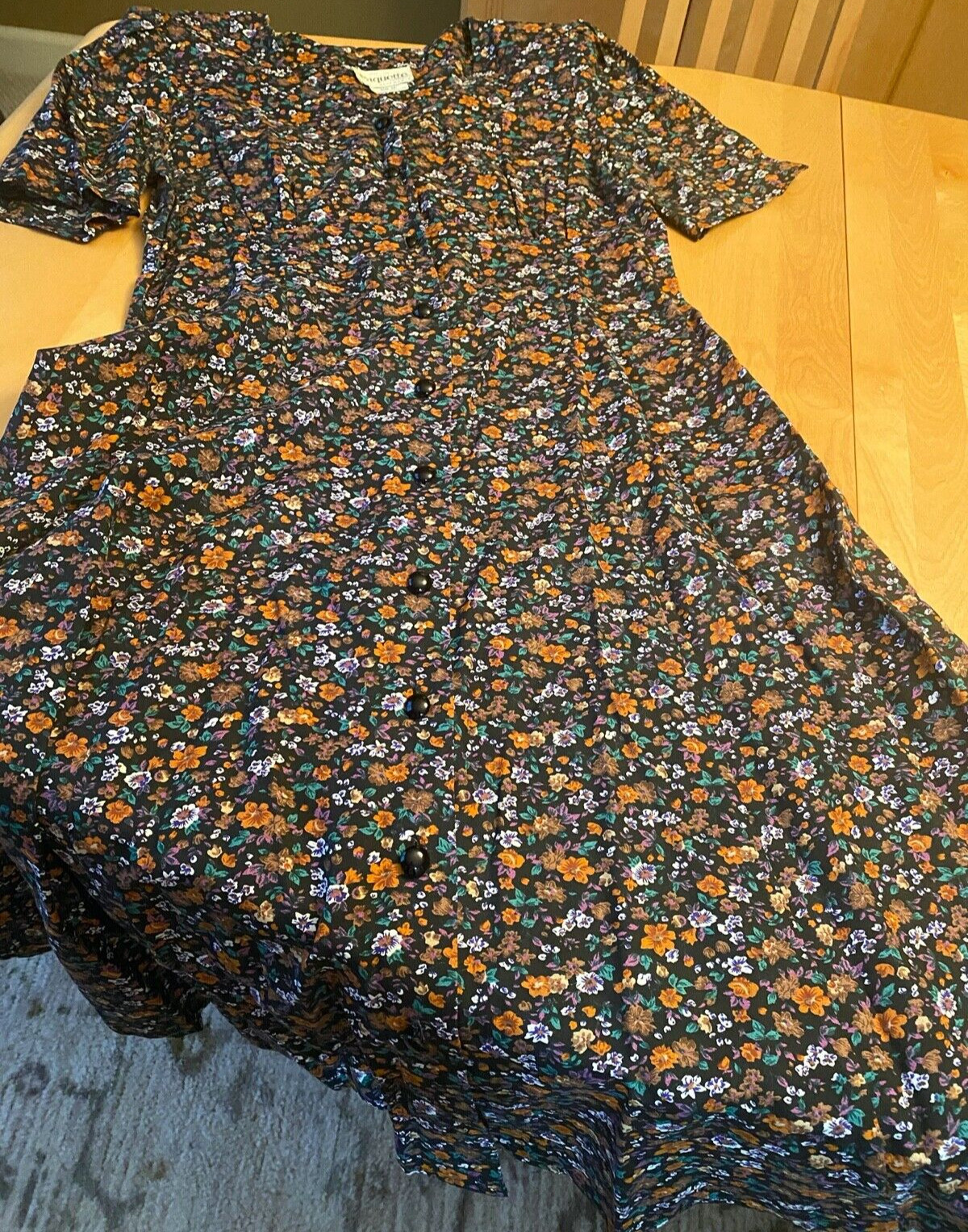 VINTAGE PAQUETTE PETITE BYER COMPANY DRESS WOMENS SZ 12 P USA MADE FLORAL MIDI