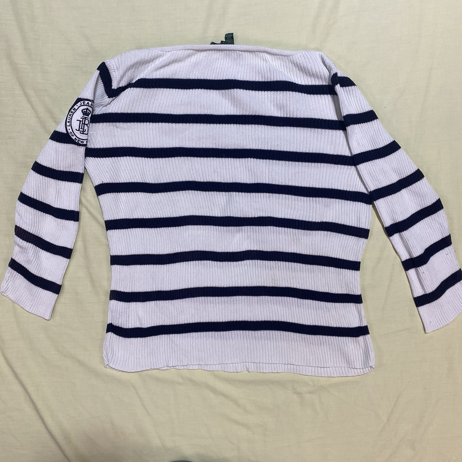 VTG Lauren Ralph Lauren W Large Pullover Knit Mercerized Cotton Sweater Logo