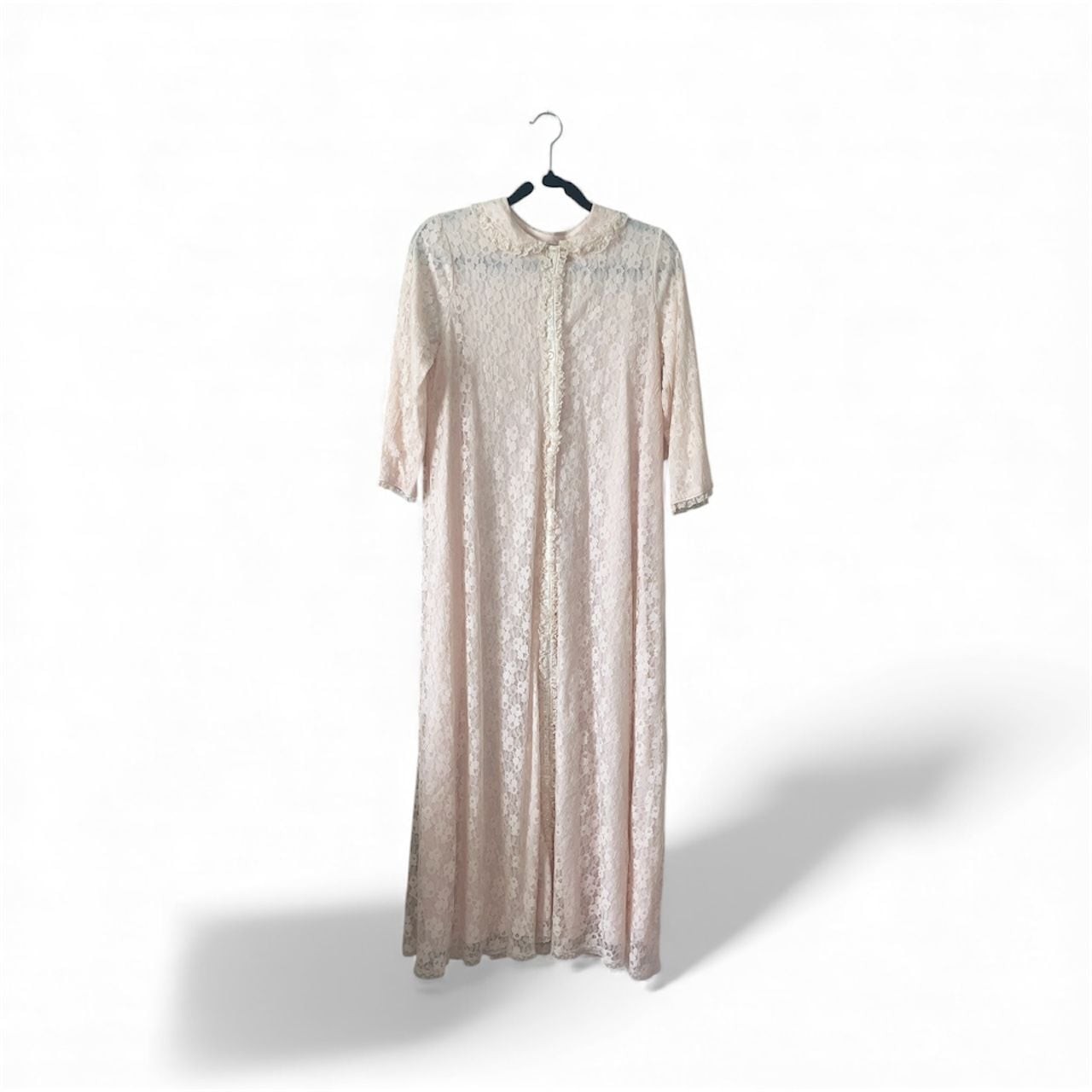 Vintage Odette Barsa Pink Lace Robe Dressing Gown