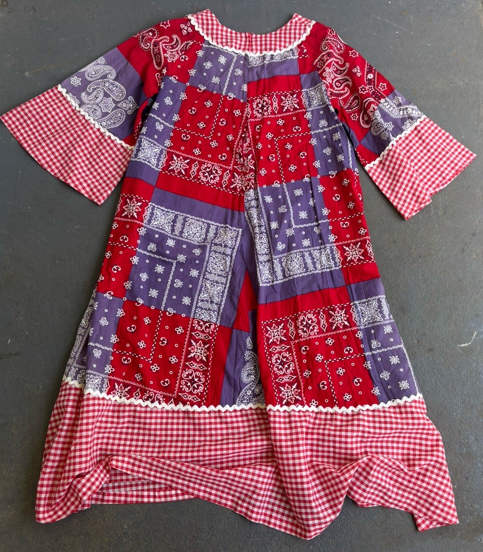 VTG 60s Bonwit Teller HIPPIE Boho Handkerchief Patchwork OVERSIZED Dress.