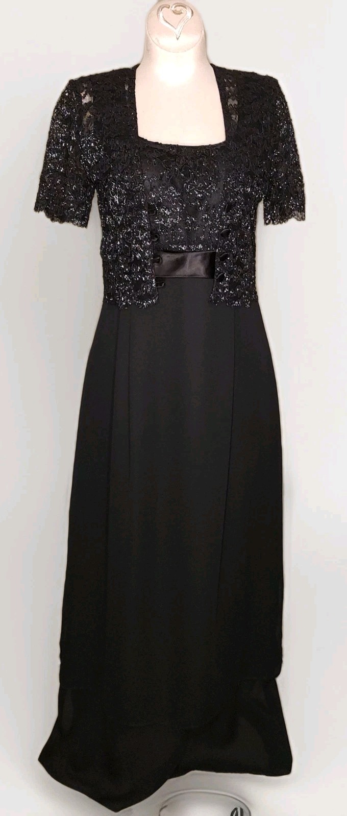 Jeffrey & Dara Evenings – Black Lace Bodice Layered Dress & Jacket – Size 6