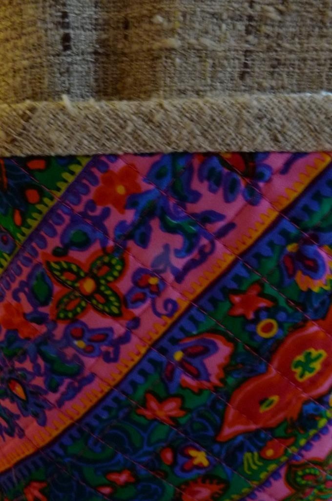 Vintage 60s Vera Maxwell Burlap Mod Column Dress Psychedelic quilted pockets M-L