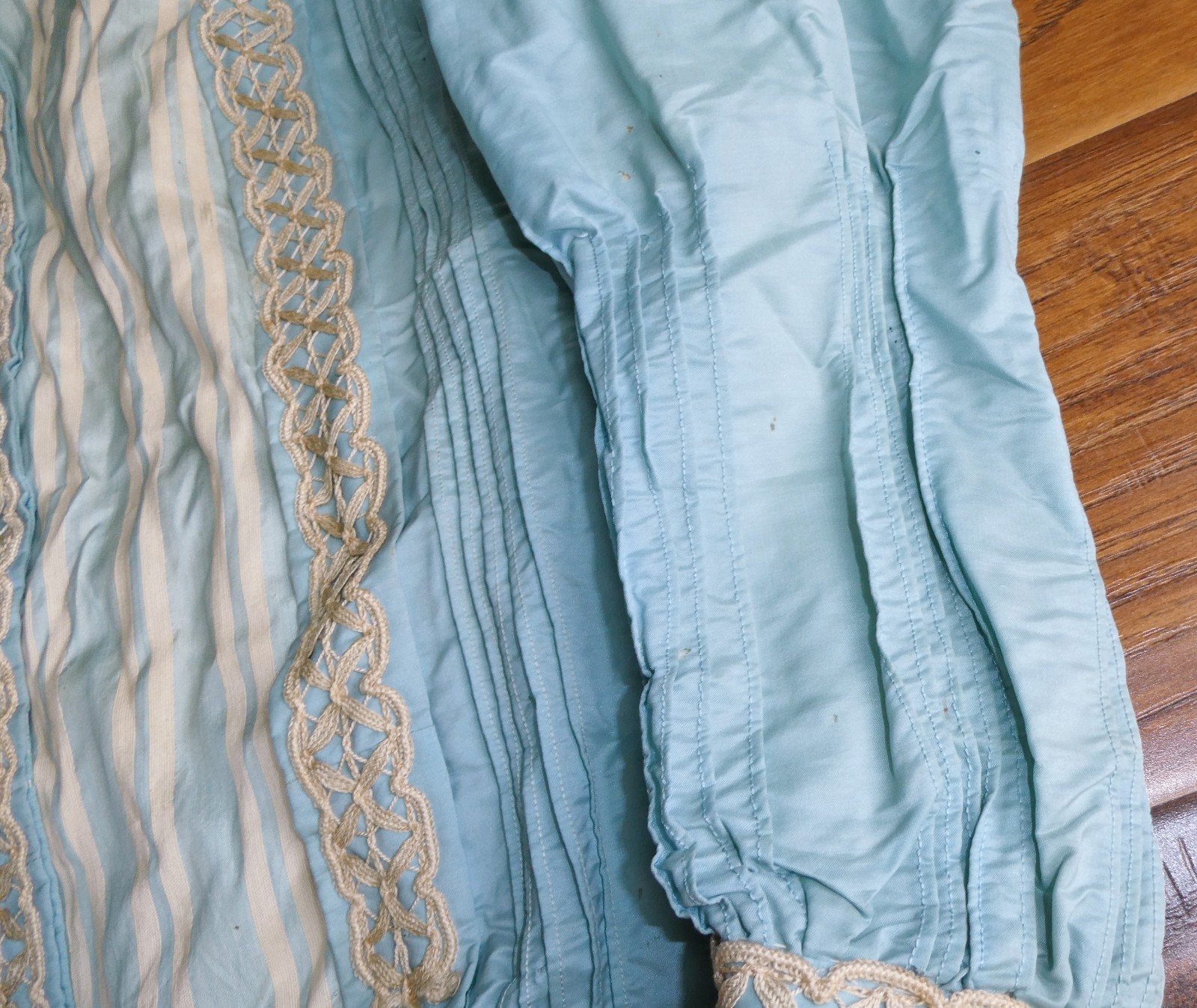 Edwardian Soft Blue Silk Bodice Jacket Soutache Lace Trim 1900s As Is
