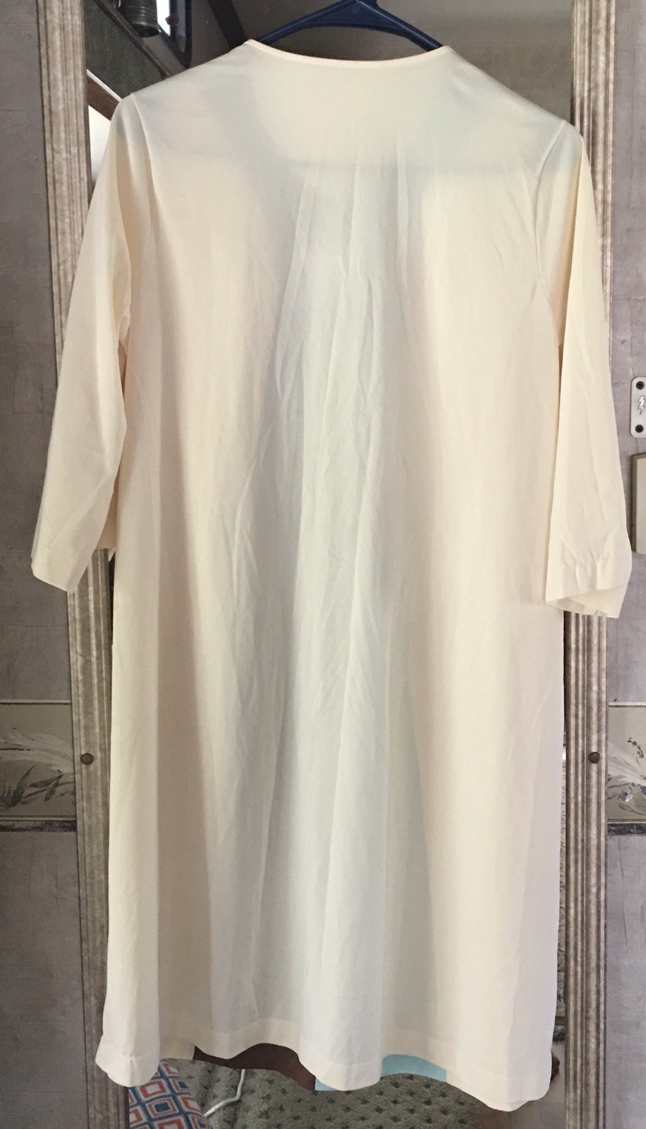 VNTG ShadowLine Nightgown MEDIUM-Nylon-2 Button 3/4 Zip Front Pockets NICE