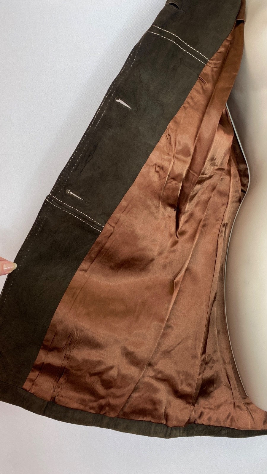 Vintage 1970s dark brown suede jacket JOSEPH MAGNIN XS genuine leather boho