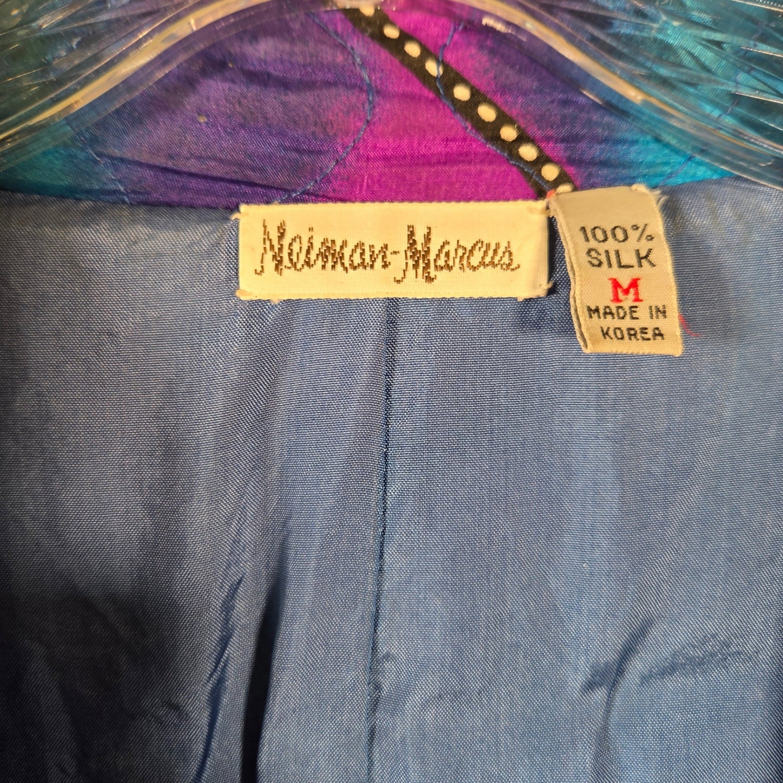 Neiman Marcus Vintage 80s 100% Silk Quilted Jacket Art To Wear Color block Retro