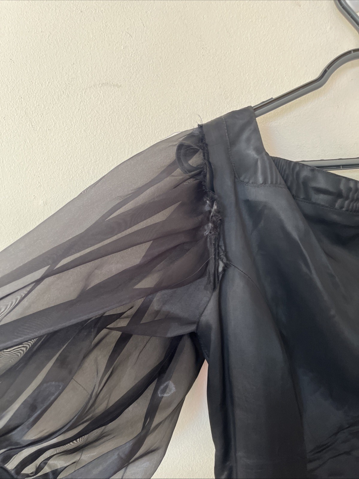Vintage 1980s L Square Neck Low Back Large Puff Sleeves Taffeta Midi Dress