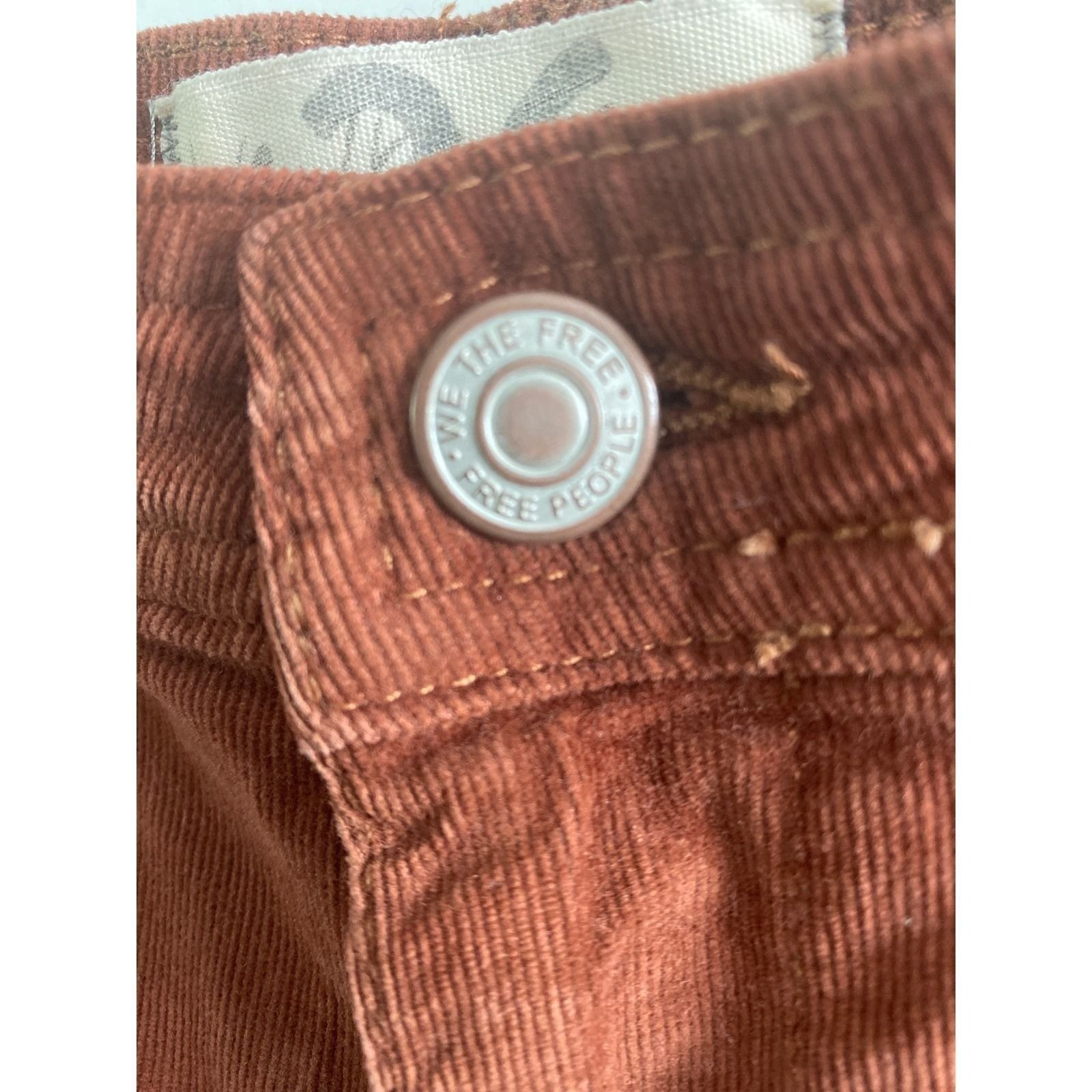 We The Free Free People FIRECRACKER Star Patchwork Corduroy FlarePants Rust 27