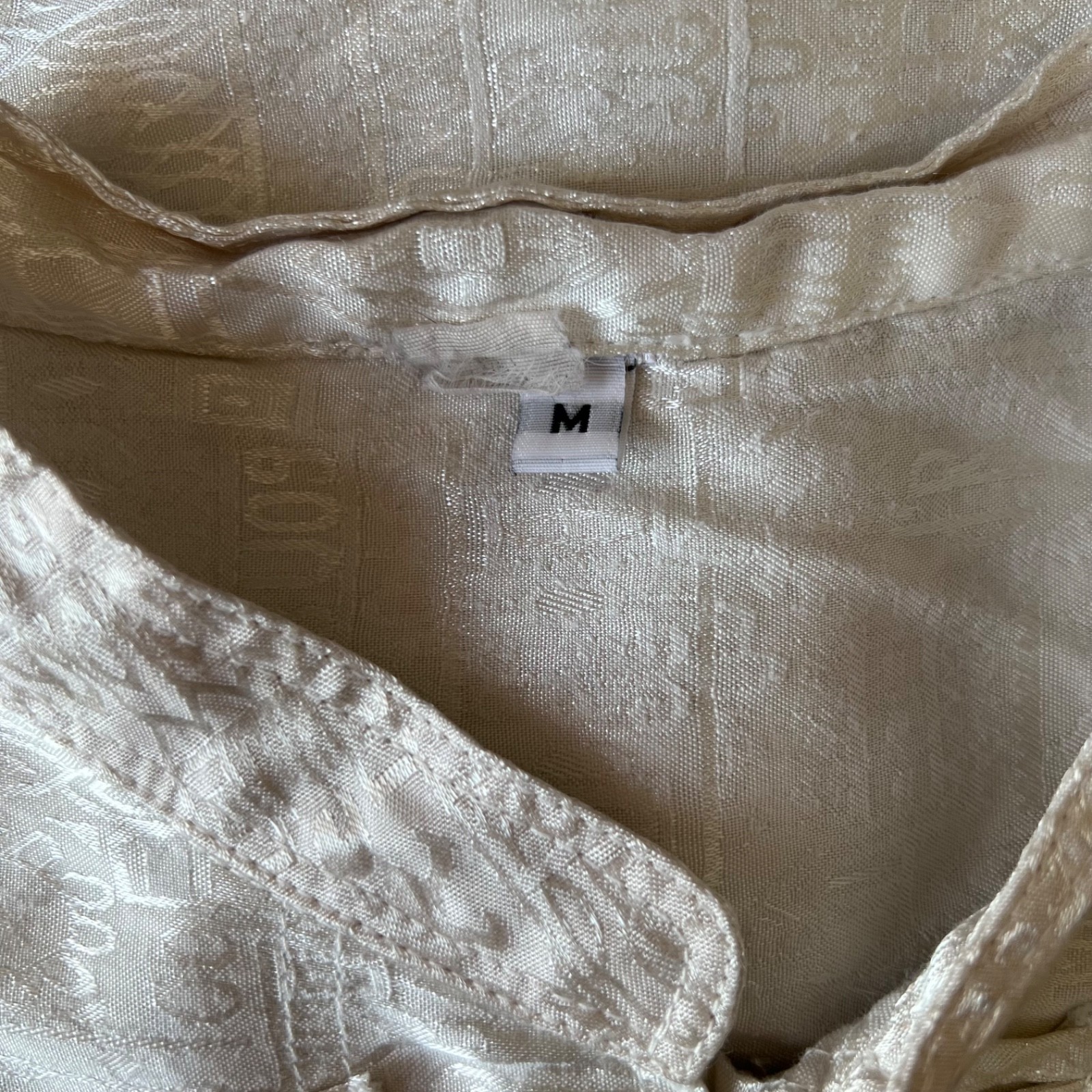 Vintage White Mandarin Collar Brocade Tank