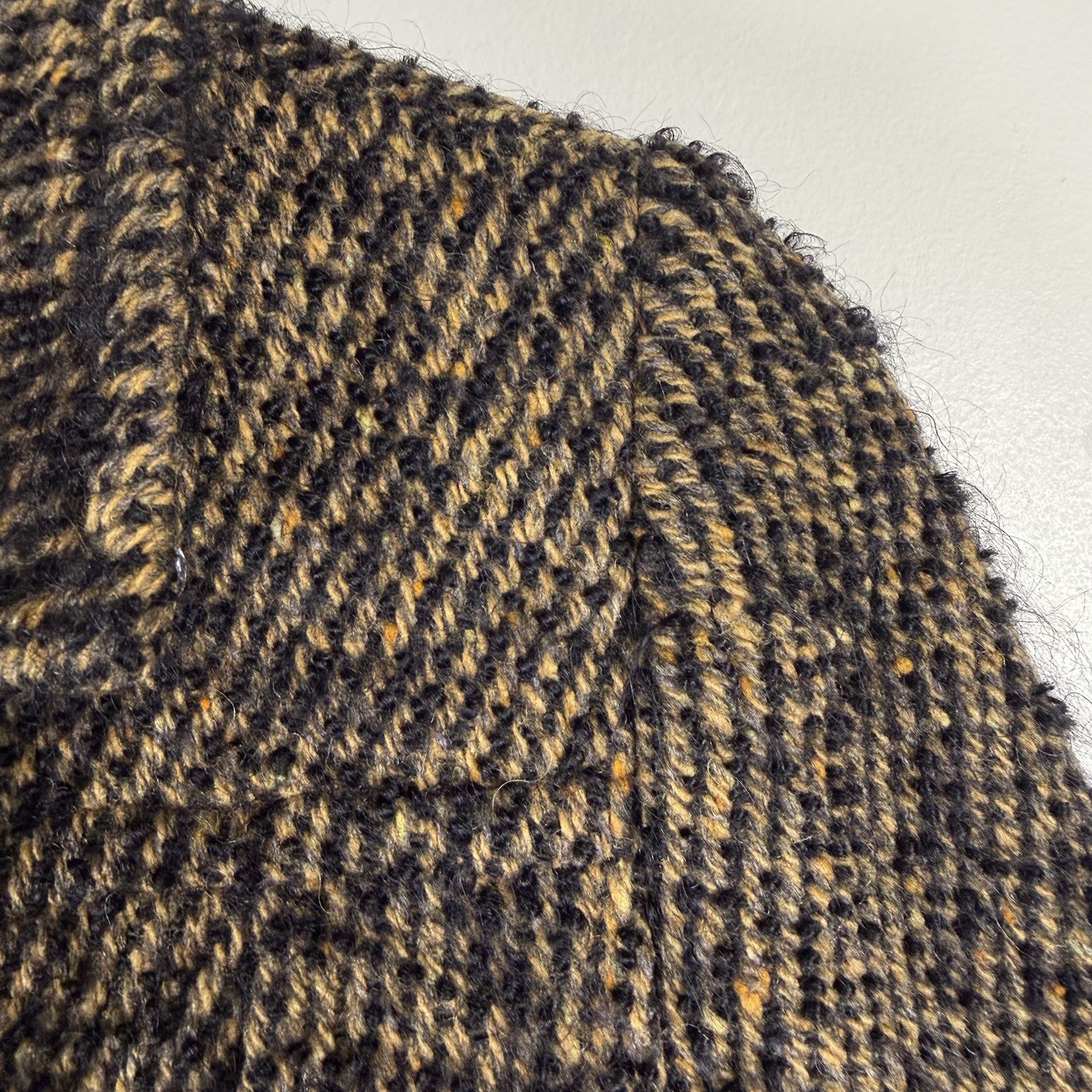 VTG 1960s Custom Made Wool Tweed Double Breasted Coat Womens Small Black Tan NYC