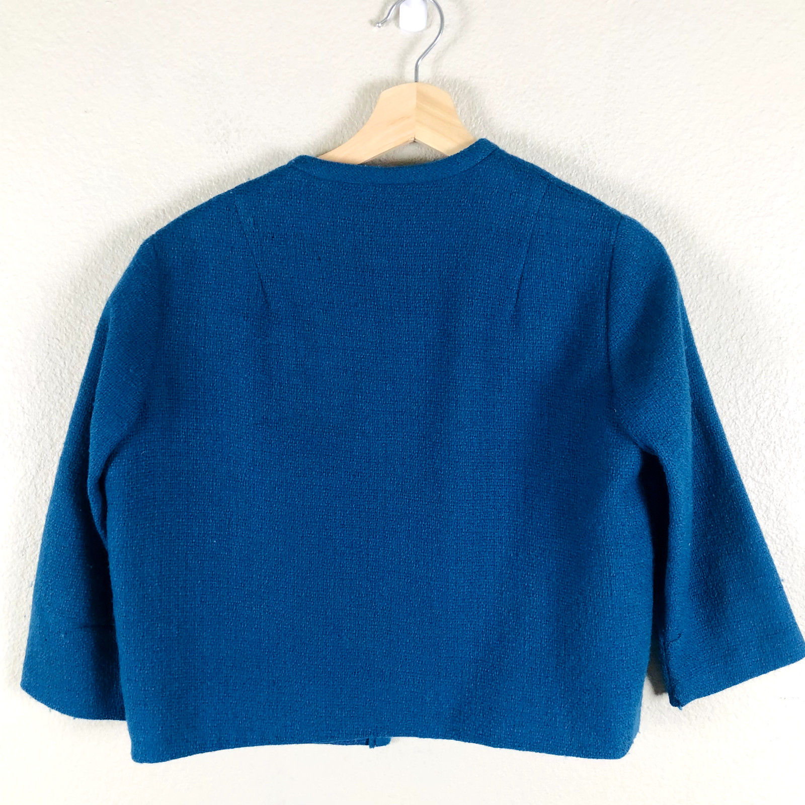 Vintage Candy Blazer Jacket Womens 12 Blue Open Cropped Career Workwear Casual