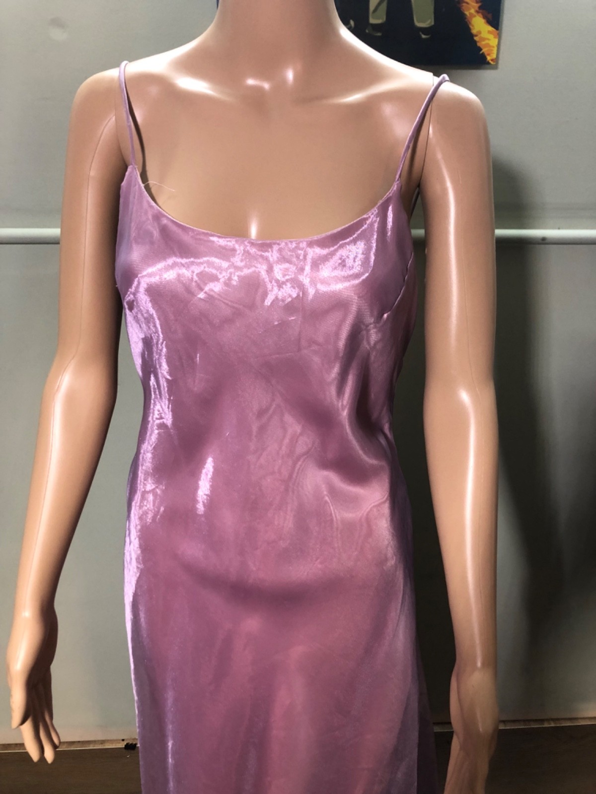 Vtg 90s Scott McClintock Beaded Low Back Gown 8 Purple Chiffon Pink Satin Slip