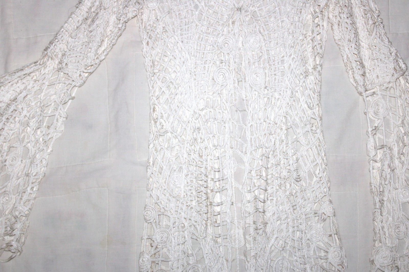 Dolce Cabo Ribbon Jacket Duster Style Open Weave White Medium