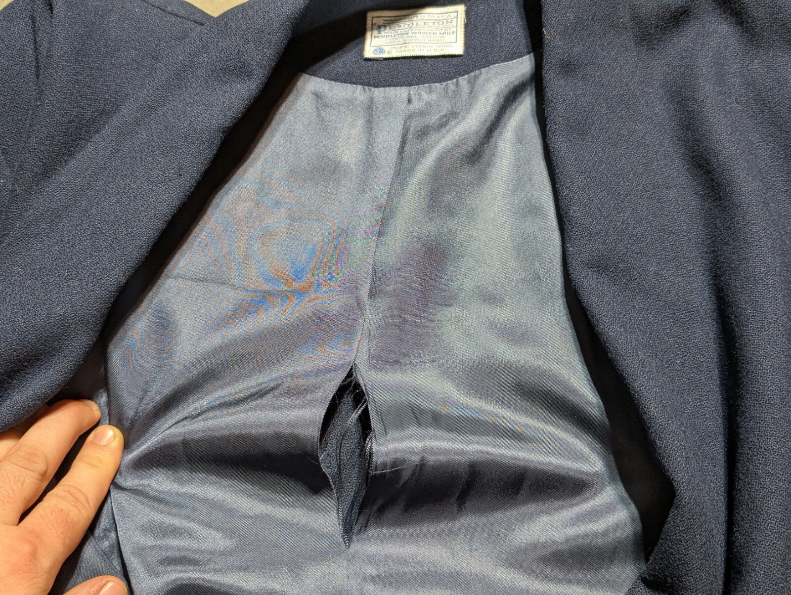 80s Ladies Pendleton Blazer United States Blue Wool XL