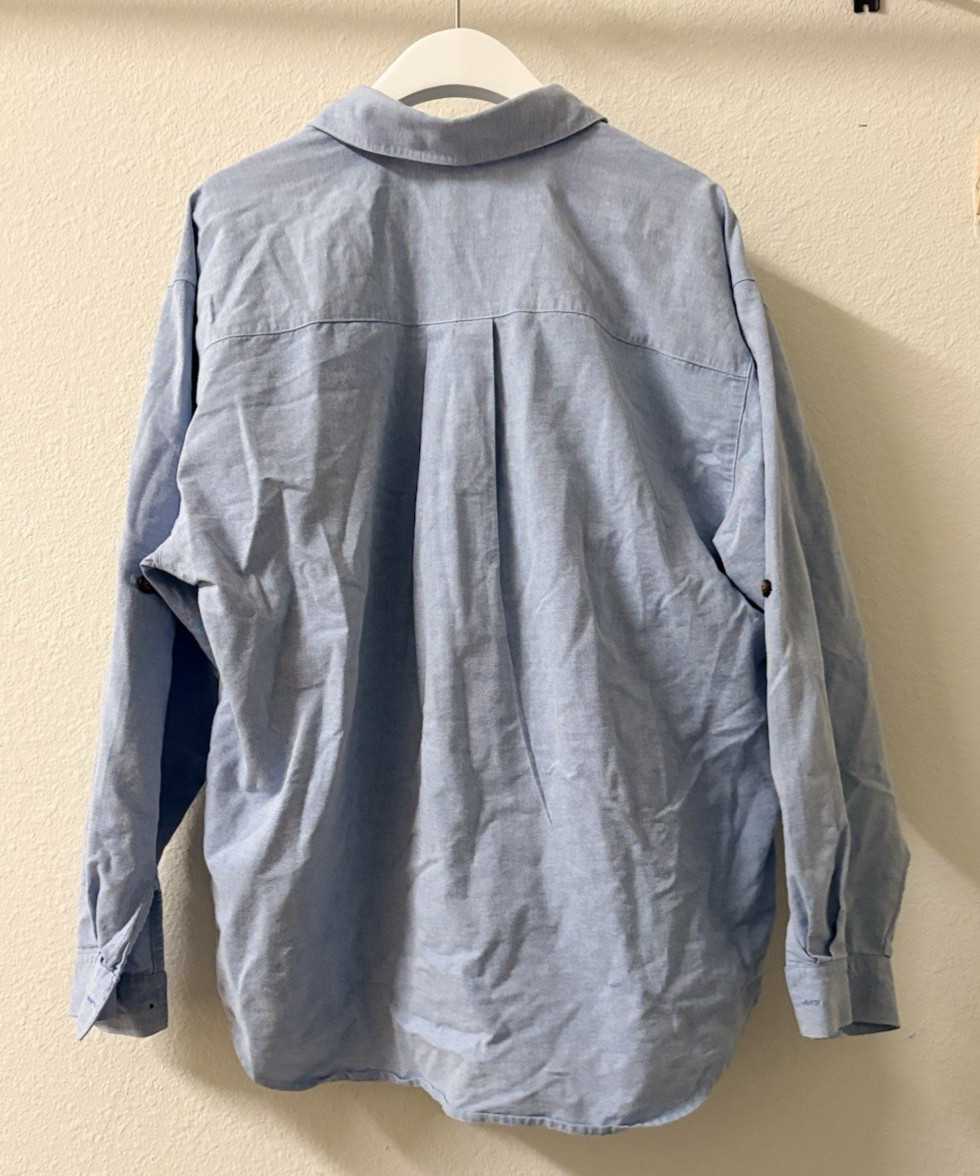 Vintage 90s Light Blue with Floral Pattern Front Button Up Grannycore Women&rsquo;s XL