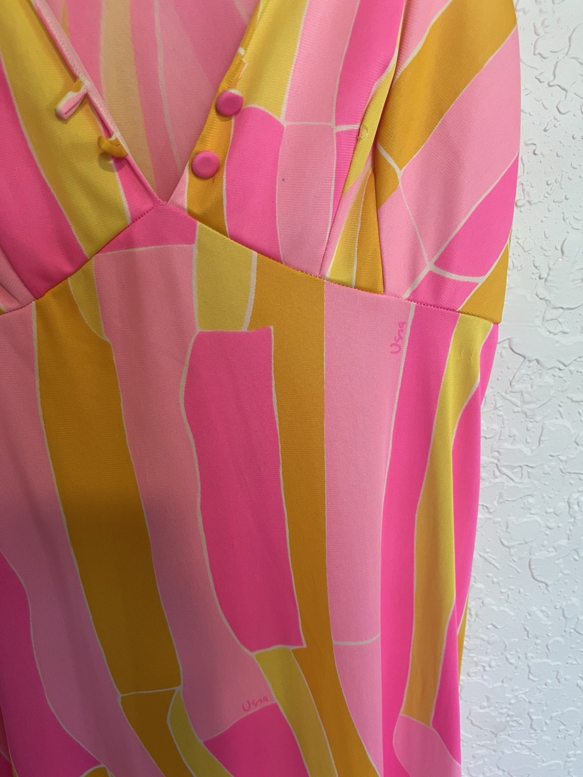 Vintage Vera for Formfit Rogers Maxi Slip Dress Sz Small (8-10) Pucci Print Pink