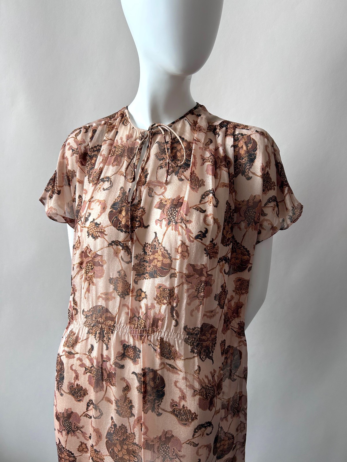 Vintage Judith Ann for Heiser-Egan Vintage Sheer India Silk Dress sz S M 1970s
