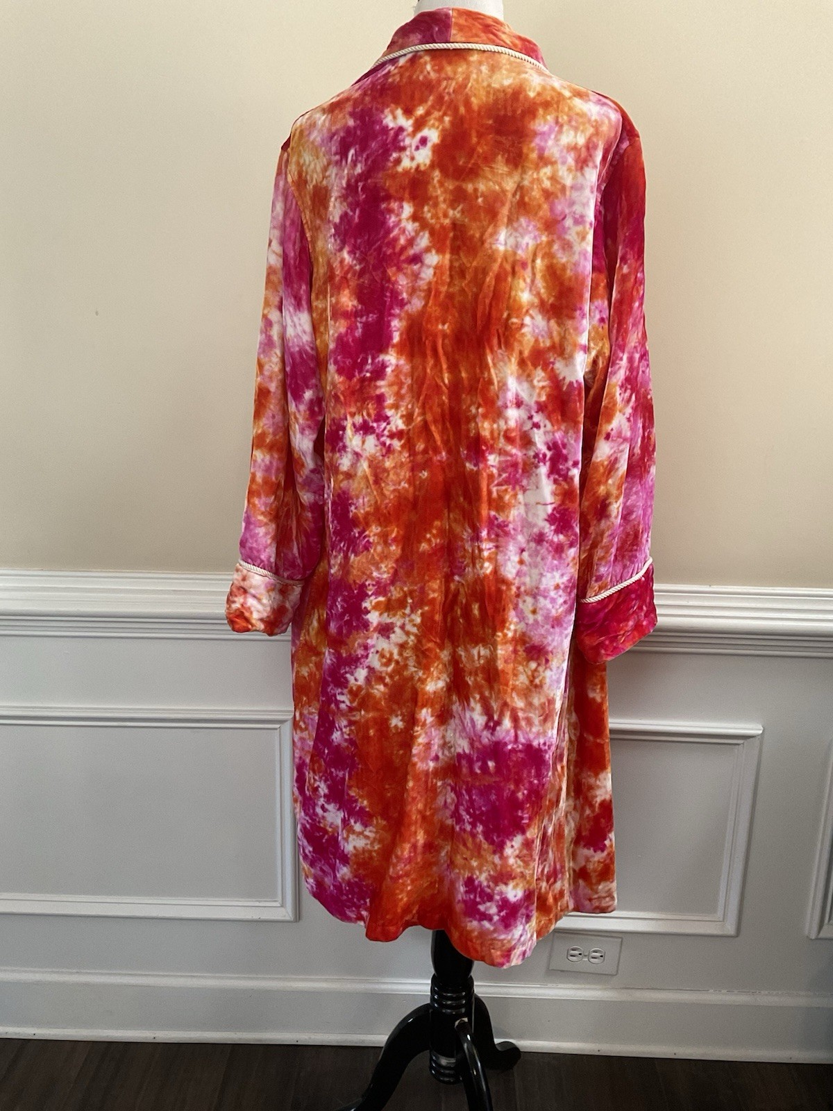 Todd Oldham Vintage Eclectic Tie Dye Vibrant Plush Chunky Robe One Size NO BELT