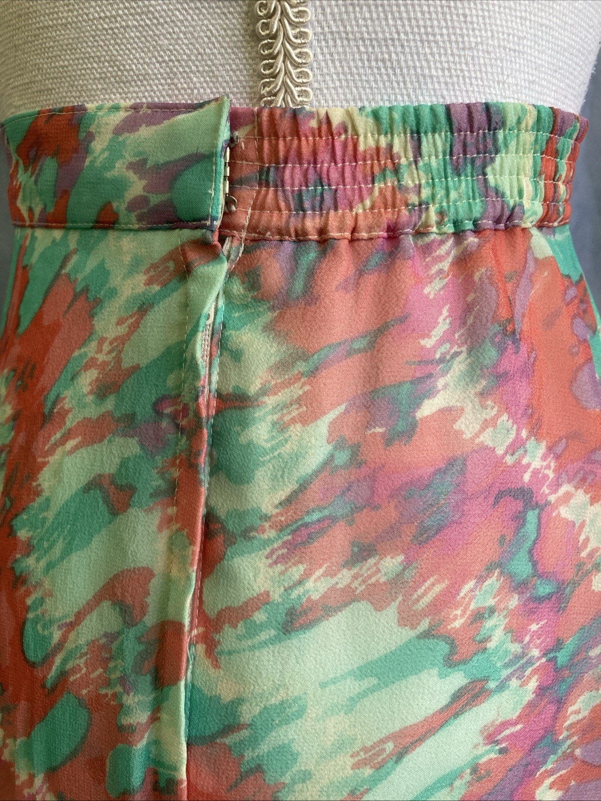 Vintage 80s Anne Crimmins Umi Collections 100% Silk Ikat Skirt Hong Kong Midi 4
