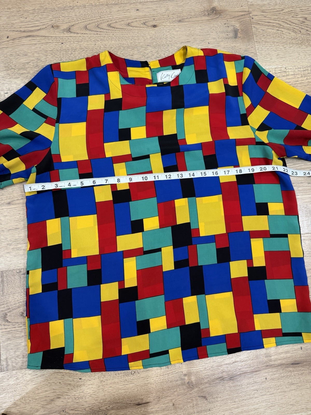 Vintage Kathy Che Geometric Print Blouse 90s Artsy Top