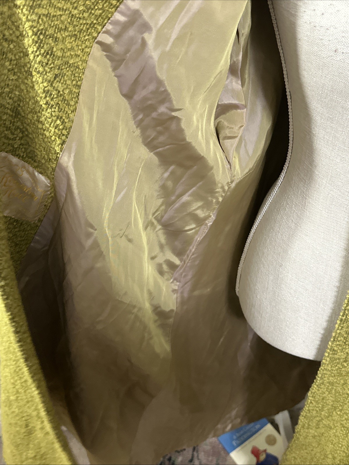 Vtg Jordan Marsh Boston Long Chartreuse Coat