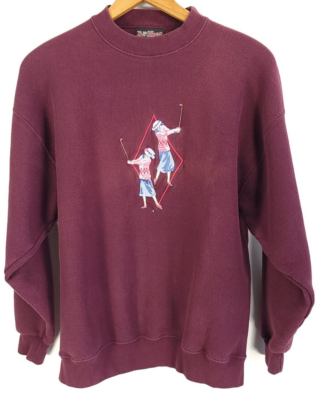 Vtg B Wear Sports Wear Sweatshirt Women&rsquo;s XL Embroidered Golfers Distressed USA