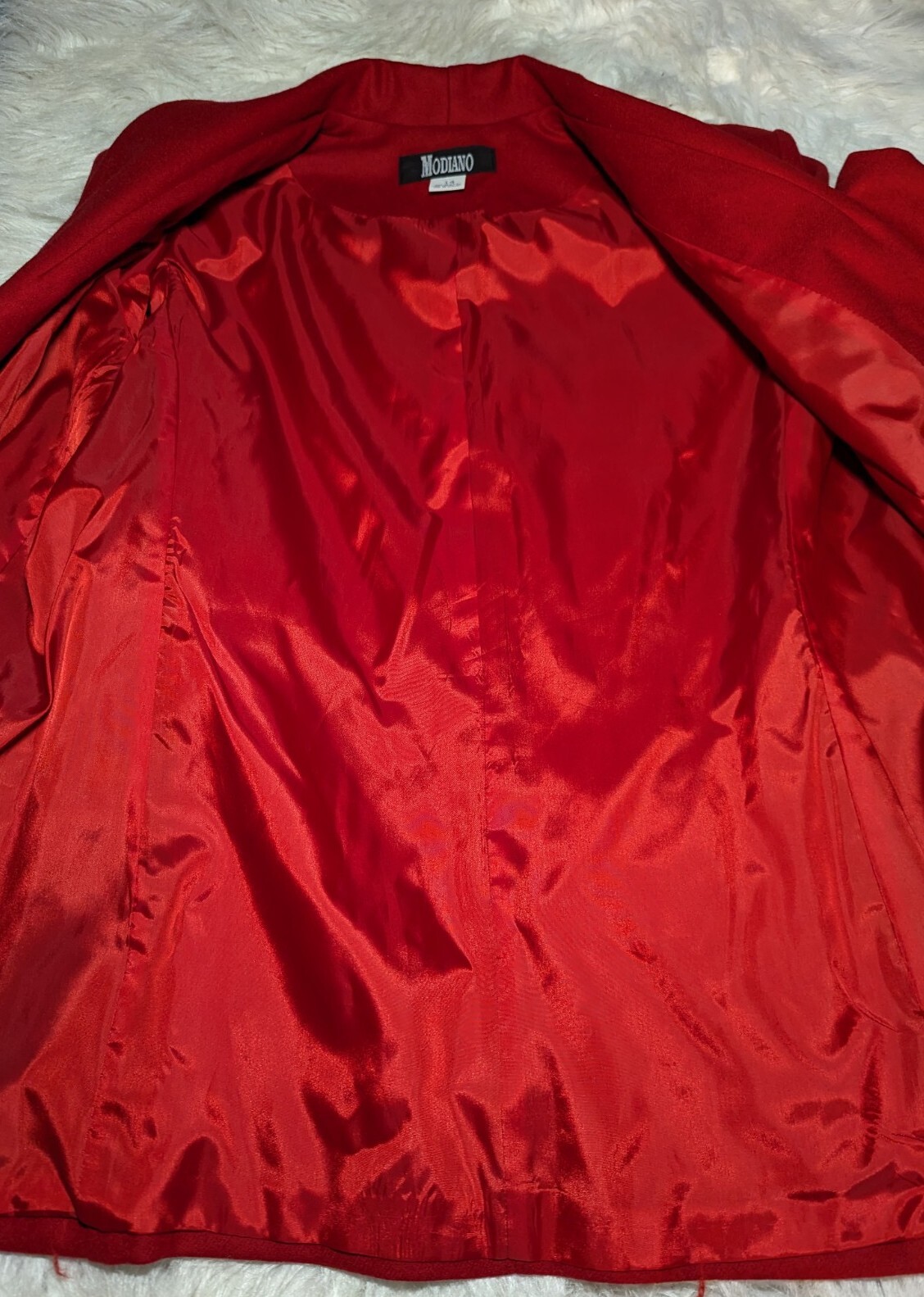 New MODIANO 1980s Solid Red Blazer Jacket 100% WOOL Business Size 14 Women&rsquo;s