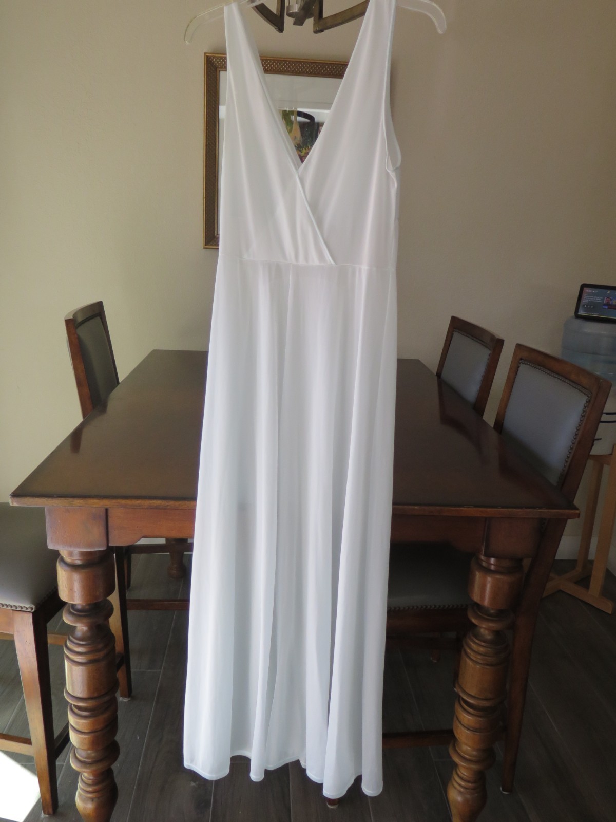 VTG Vanity Fair Sheer Chiffon Negligee Nightgown Blue Lace Bust Sz 36 Tricot