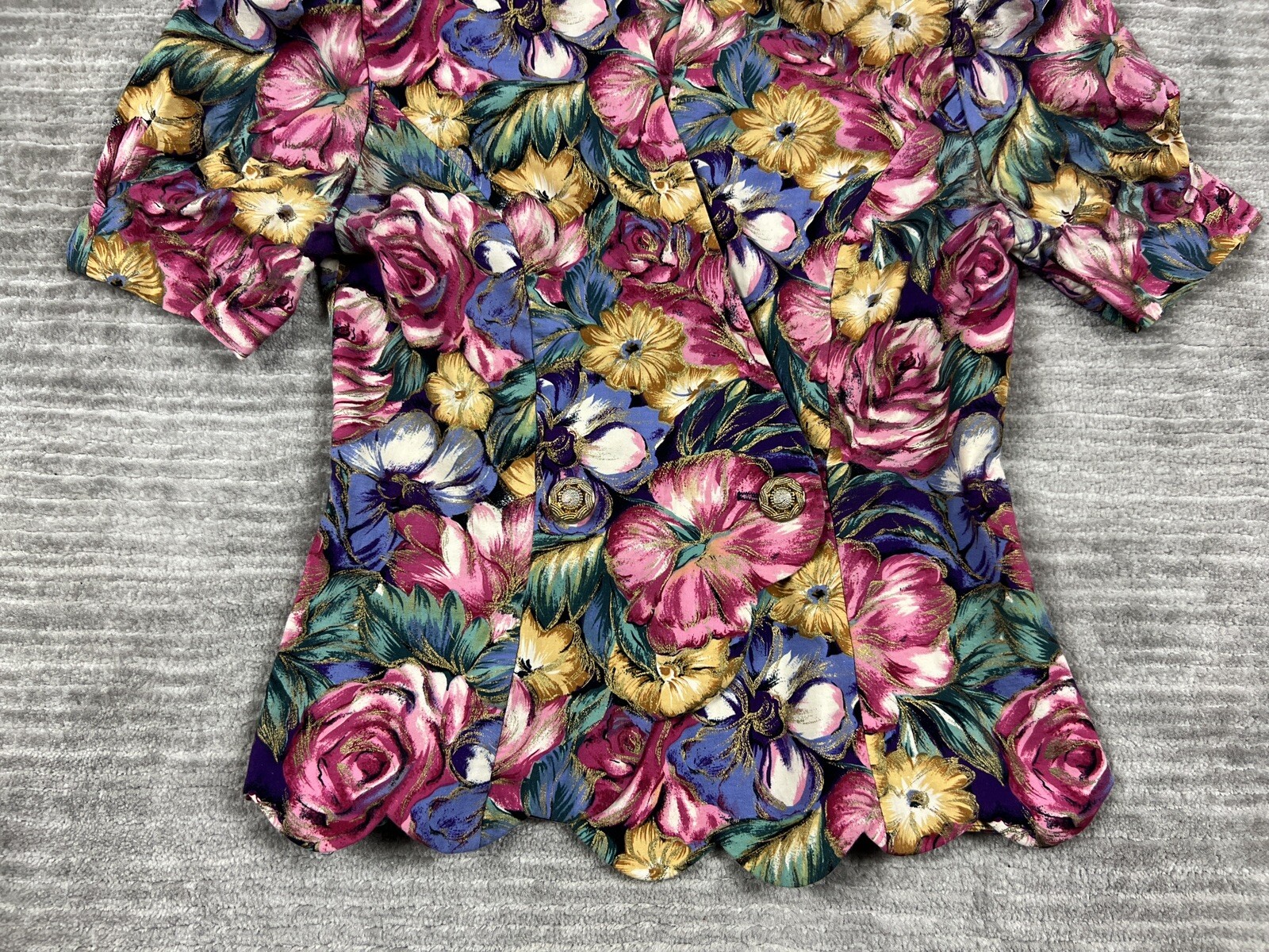 Jessica Howard by Mitchell Rodbell Top Womens S Petite Multicolor Floral Padded