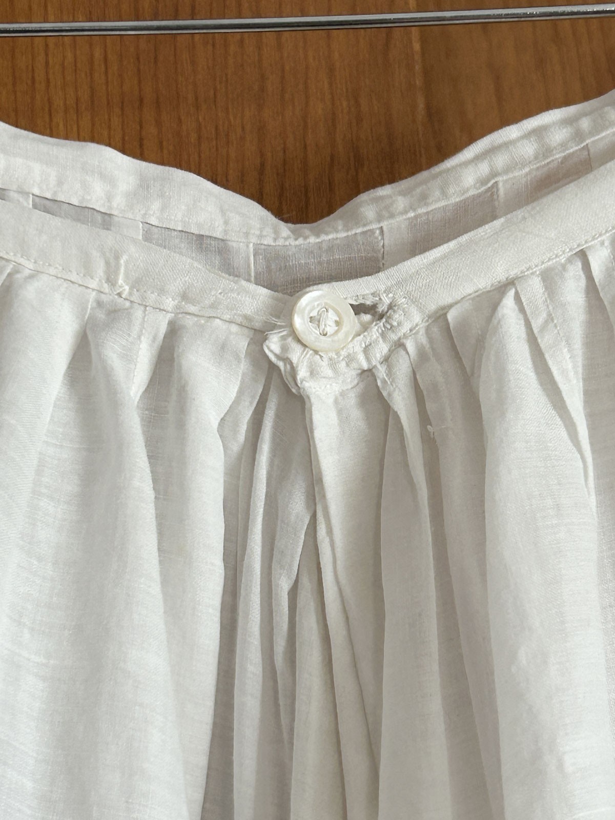 Antique Vtg Edwardian White Lawn Cotton Petticoat Pintucks Lace 20&Prime; Waist 2XS